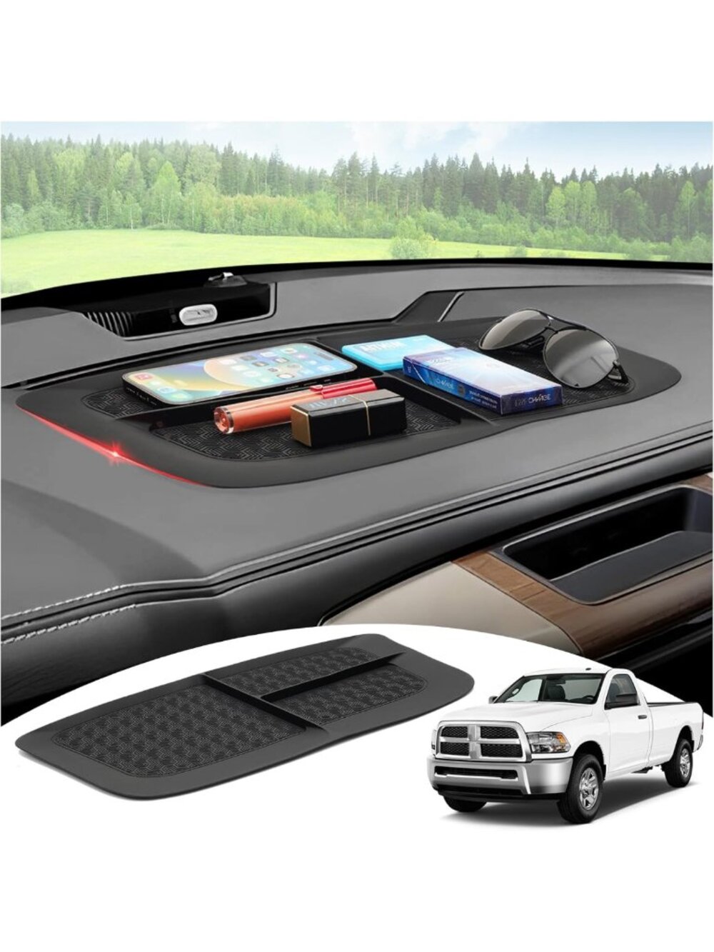 Anti-Slip Dashboard Mat for Dodge Ram 1500/2500/3500 (2011-2018) - Silicone
